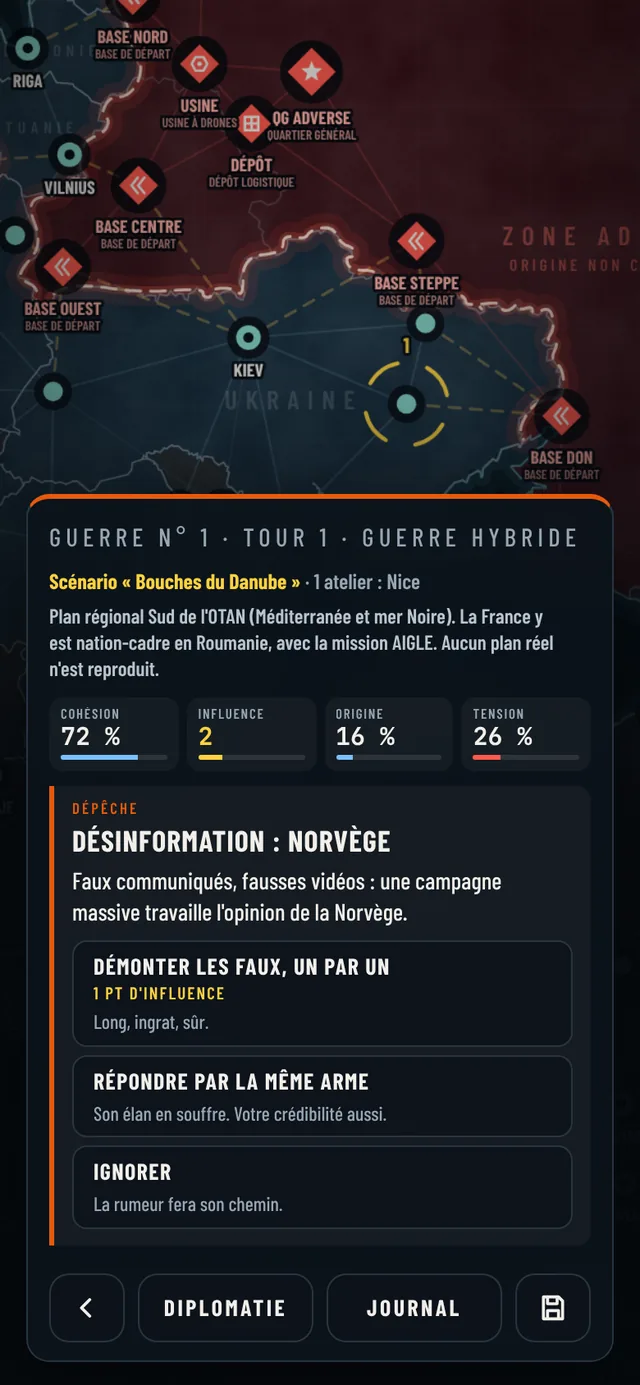 La salle de situation : la dépêche du tour et ses choix.